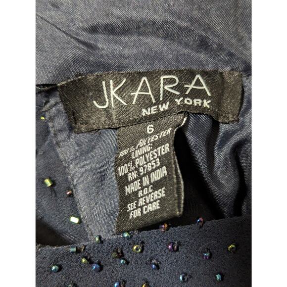 NWOT! JKARA! NAVY BLUE ELABORATELY BEADED, CHIFFON FULL LENGTH GOWN, DRESS! SZ 6 - Picture 6 of 10